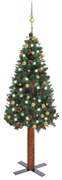 vidaXL Kerstboom met LED's en kerstballen smal 150 cm groen