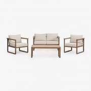 Tuinset Met 2-zitsbank, 2 Fauteuils En Salontafel Van Aluminium Lipov Moka Bruin - Sklum