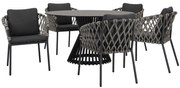 Amalfi Pasadena dining tuinset 140 cm rond 6 delig antraciet keramiek