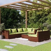 vidaXL 8-delige Loungeset met kussens poly rattan bruin