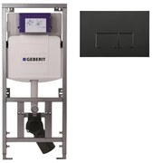 Geberit Inbouwreservoir UP320 met QeramiQ push bedieningsplaat - dualflush- rechthoekige knoppen - kunststof zwart mat SW706189 0701131