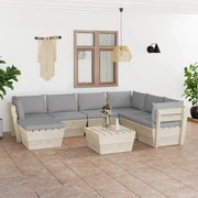 vidaXL 8-delige Loungeset met kussens pallet vurenhout