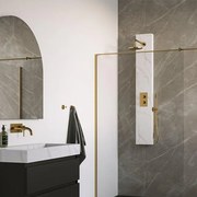 BRAUER Gold Edition thermostatisch douchepaneel - 2 functies - calacatta gold SET 01 - 20cm hoofddouche - gebogen muurarm - staaf handdouche - wandaansluitbocht - doucheslang - goud geborsteld PVD 5-GG-154