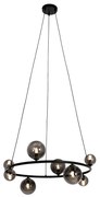 Hanglamp zwart met smoke glas rond 8-lichts - Monaco