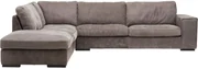 Goossens Excellent Hoekbank Morceau donkerbruin, leer, 3-zits, urban industrieel