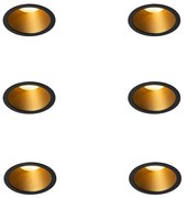 Buitenlamp Set van 6 Moderne inbouwspots zwart met goud GU10 35mm IP44 - Dept Modern GU10 Buitenverlichting rond Lamp