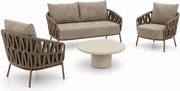 Stoel en Bank Loungeset 5 personen Rope Taupe 4 Seasons Outdoor Biarritz/Hampton