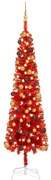 vidaXL Kerstboom met LED's en kerstballen smal 240 cm rood