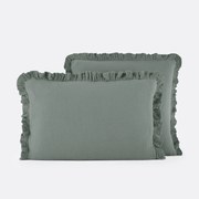 Effen kussensloop in tetra, met volant, Kumla