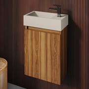 Fontana Crest toiletmeubel walnoot 40x22cm met beige fontein rechts