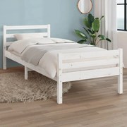 vidaXL Bedframe massief hout wit 75x190 cm 2FT6 Small Single