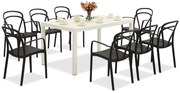 King/Vague wit en antraciet tuinmeubelset voor 8 personen Bica