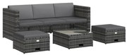 vidaXL 4-delige Loungeset met kussens poly rattan grijs