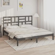 vidaXL Bedframe massief hout grijs 180x200 cm 6FT Super King