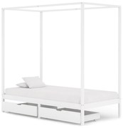 vidaXL Hemelbedframe met 2 lades massief grenenhout wit 90x200 cm