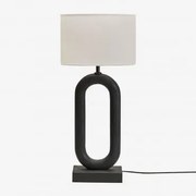 Tiberia Mangohouten Tafellamp Gewoon Zwart & Wit Ø30 Cm - ↑20 Cm Arlina - Sklum