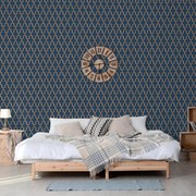 DUTCH WALLCOVERINGS Behang Geometric blauw en goudkleurig