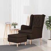 vidaXL Fauteuil met voetenbank stof donkerbruin