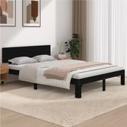 vidaXL Bedframe massief hout zwart 135x190 cm 4FT6 Double