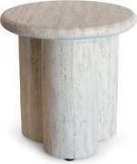 Happy Cocooning Bijzettafel Rib - 45x45 cm - Travertijn Composiet - Geribbeld