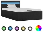 vidaXL Bedframe met opbergruimte en LED stof donkergrijs 100x200 cm