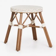 Lage Kruk 45 Cm Van Aluminium En Synthetisch Riet Brielle Bistro Naakt Beige - Gardenia Wit - Sklum