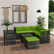 vidaXL 8-delige Loungeset met kussens pallet massief grenenhout