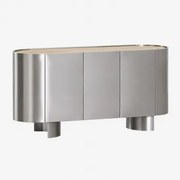 Buffet 160x40 Cm In Roestvrij Staal Luena Travertine - Sklum
