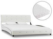 vidaXL Bed met matras kunstleer wit 140x200 cm