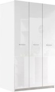Kledingkast Campus, Glanzend wit, Wit, 198x120x55cm, 106 kg, Kledingkast deuren: Met scharnieren, Aantal planken: 6, Aantal planken: 6