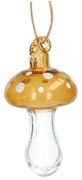 Hanger paddenstoel met stippen, glas, oker, 9 cm