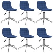 vidaXL Eetkamerstoelen draaibaar 6 st stof blauw