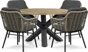 Tuinset Ronde Tuintafel 4 personen 120 cm Rope Grijs Coco Antoni/Rockville