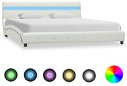 vidaXL Bedframe met LED kunstleer wit 180x200 cm