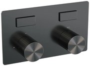 Brauer Stripe 2-weg inbouwthermostaat met drukknoppen gunmetal geborsteld PVD