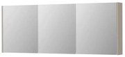 INK SPK1 Spiegelkast - 160x14x60cm - 3 deuren - dubbelzijdige Spiegel - schakelaar en stopcontact - MDF lak Mat kasjmier grijs 1110829