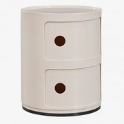 Set Van 2 Ronde Nachtkastjes Met Planken Babel Tapioca Beige & 2 Lades - Sklum