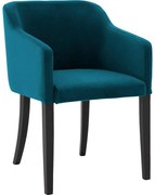 Goossens Eetkamerstoel Peda blauw velvet stof met armleuning, elegant chic