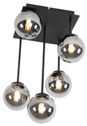 Moderne plafondlamp zwart 5-lichts met smoke glas - Athens Landelijk G9 rond Binnenverlichting Lamp