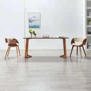 vidaXL Eetkamerstoelen 2 st gebogen hout en kunstleer crème