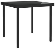 vidaXL Tuintafel 80x80x72 cm glas en staal zwart