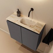 Mondiaz Ture DLux toiletmeubel 60cm dark grey met wastafel frappe rechts zonder kraangat