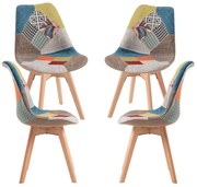 Set 4 Synk Patchwork Stoelen