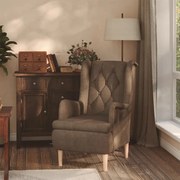 vidaXL Fauteuil met massief rubberwood poten stof bruin