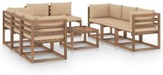 vidaXL 9-delige Loungeset met beige kussens