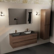 Mondiaz Aivy badmeubel 120cm mocha met wastafel solid surface urban dubbel 2 kraangaten en spiegel