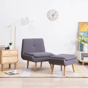 vidaXL Fauteuil met voetenbankje stof grijs