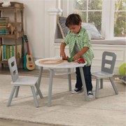 KidKraft Kinderopbergtafel en stoelen set grijs massief hout 26166