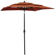 vidaXL Parasol 3-laags met aluminium paal 2x2 m terracottakleurig