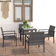 vidaXL 5-delige Tuinset poly rattan grijs